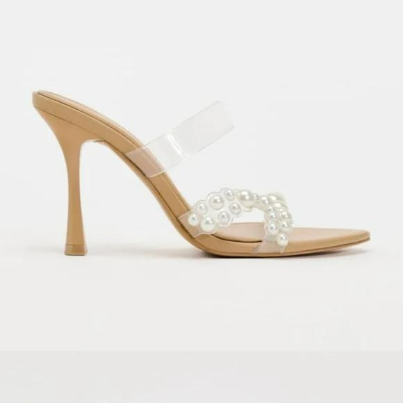 ZARA HEELED VINYL SANDALS WITH FAUX PEARLS - Picture 6 of 6